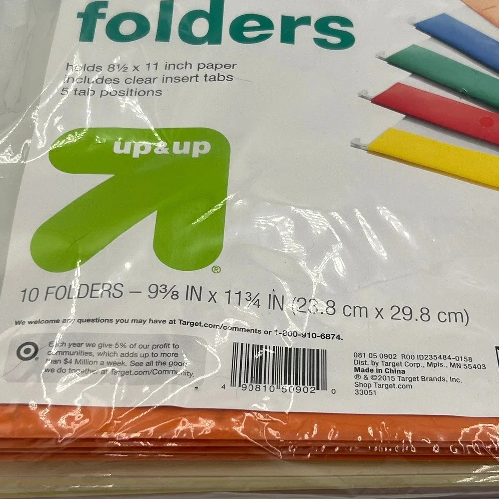 Up&Up Letter Hanging Folders Unisex OS Multi Brand New 10 Count Hooked 5-Tab